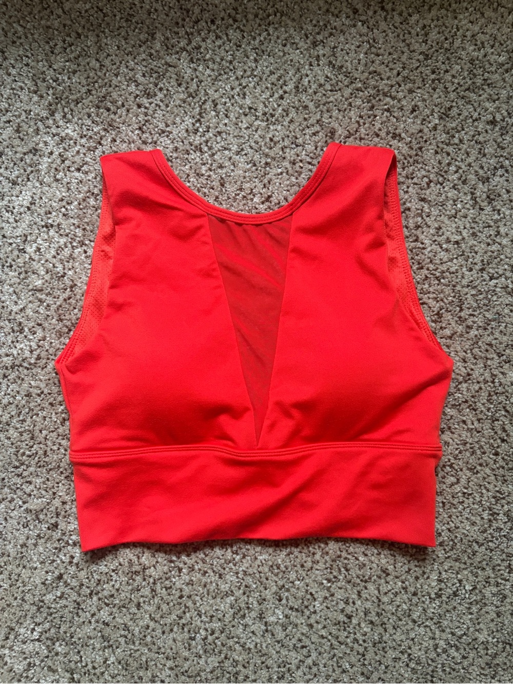 Senita Athletics Red Mesh V-Front Crop Sports Bra